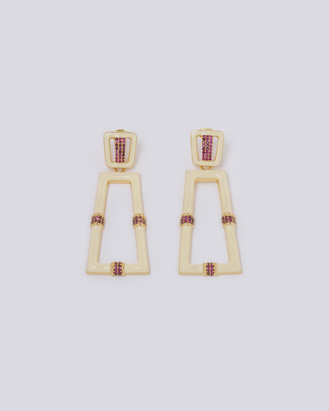 White Enamel Chess Earrings – Dinari Jewels