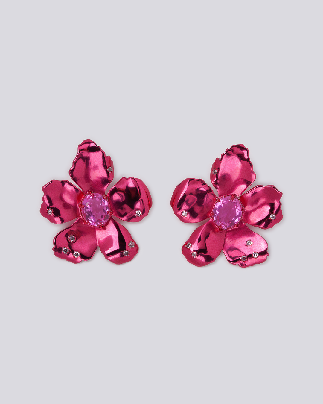 Hot pink hot sale flower earrings