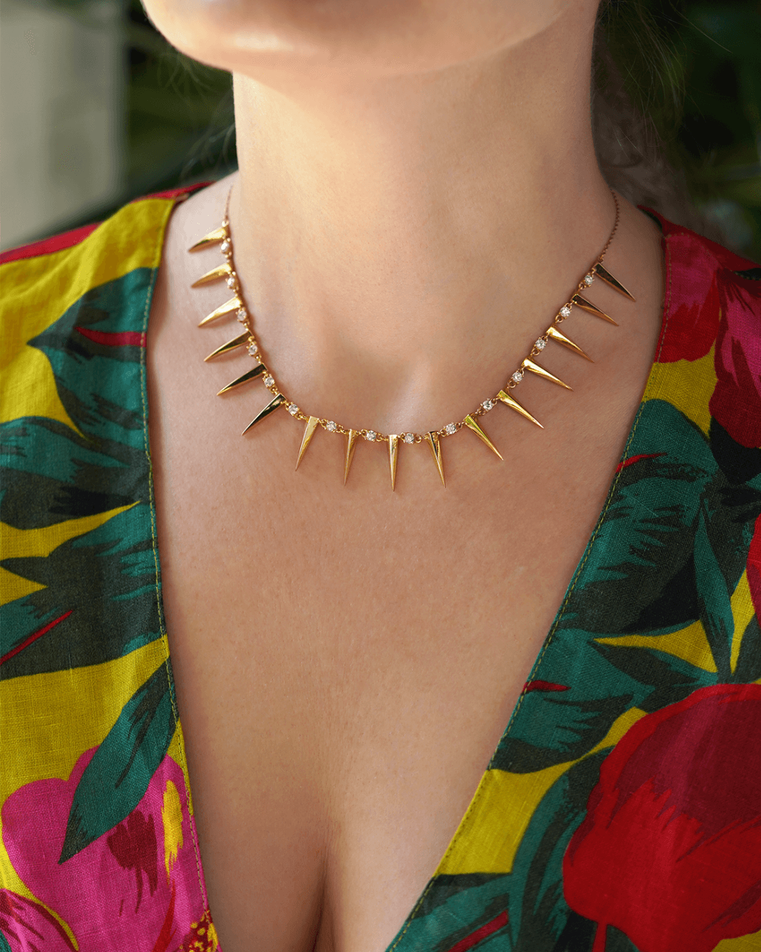 Gold Spike Spike Chain Choker Spike Necklace Jasmine Necklace Gold