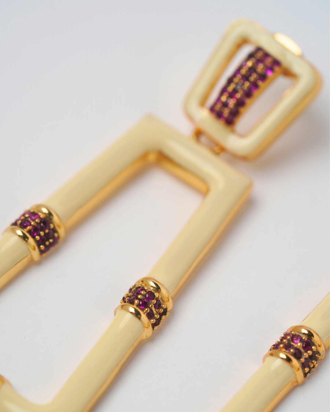 White Enamel Chess Earrings – Dinari Jewels
